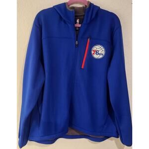 NBA Philadelphia 76ers Men’s Hoodie Jacket XL Royal Blue Full Zip Fleece Lined